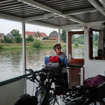 Our first ferry to cross river Elbe (in Heidenau)